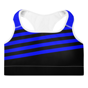 Blue & Black Padded Sports Bra
